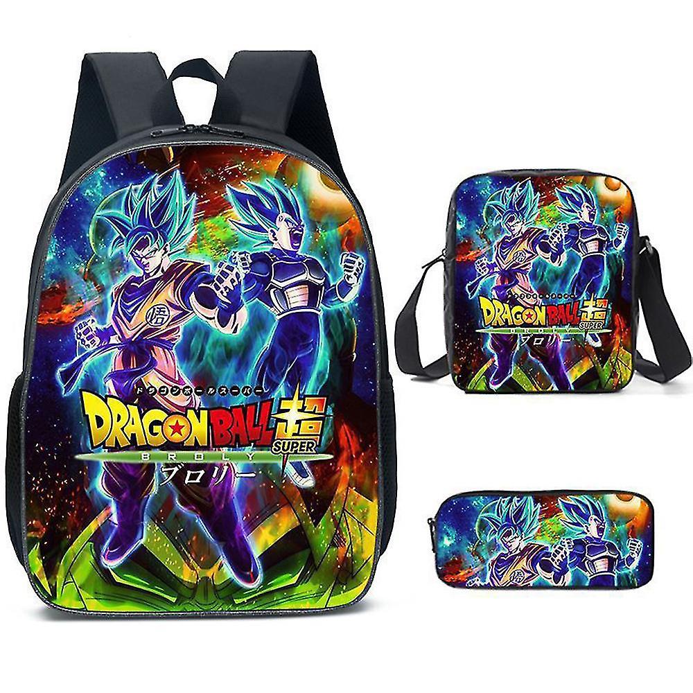 Santic 3pcs/set Dragon Ball Backpack Set With Pencil Case And Shoulder Bag For Kids Boys Girls Gifts B