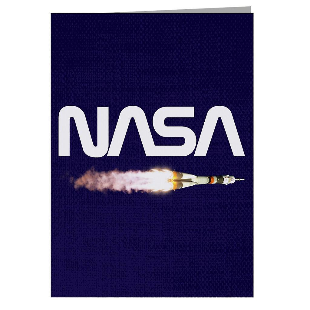 NASA Soyuz Launch Logo Greeting Card Navy Blue 14.5 x 21cm