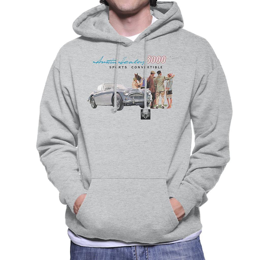 Austin Healey 3000 Sports Convertible British Motor Heritage Men's Hooded Sweatshirt Heather Grey Medium