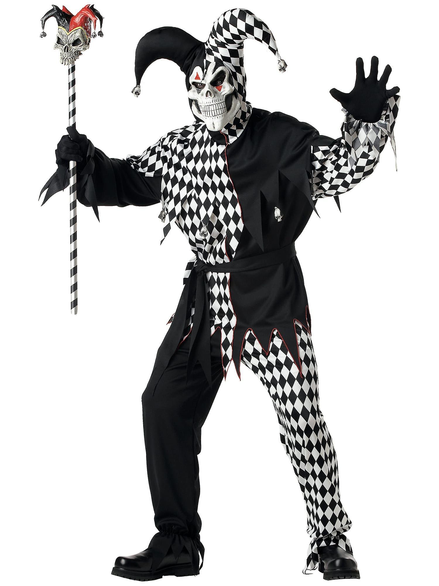 California Costume Collections Evil Jester Mardi Gras Joker Horror Clown Black White Halloween Men Costume Medium (40-42)