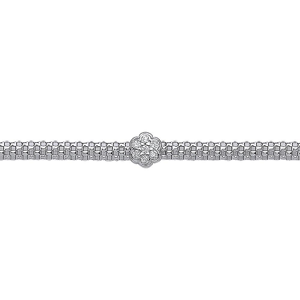 Jewelco London Sterling Silver Cubic Zirconia Correanna Daisy Bracelet White