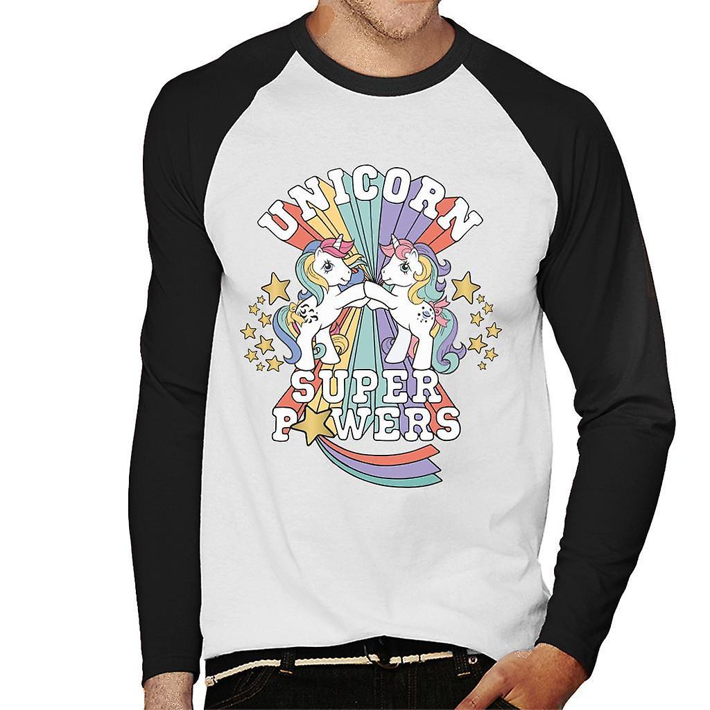 My Little Pony Unicorn Super Powers Men's Baseball Long Sleeved T-Shirt White/Black Small