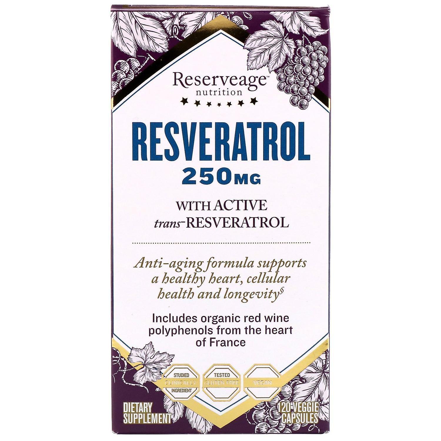 ReserveAge Nutrition, Resveratrol with Active Trans-Resveratrol, 250 mg, 120 Veg