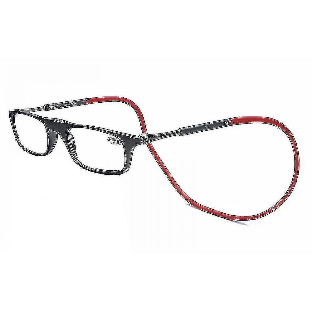 Joyy Reading Glasses High-grade Tr Magnetic Absorption Hanging Neck Funky Readers Glasses 2.75 Magnification Red