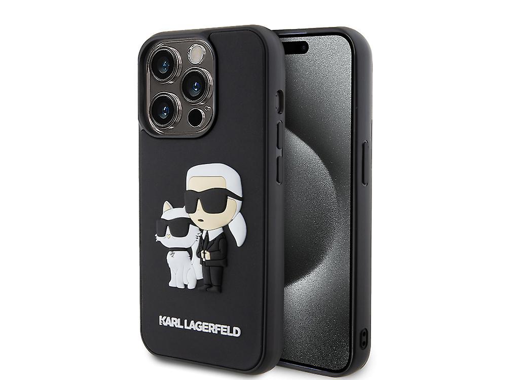 Karl Lagerfeld Case for iPhone 15 Pro 3D Rubber Karl & Choupette, Black