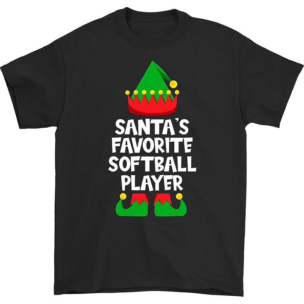 HISHARK Santa's favorite softball player t-shirt black L