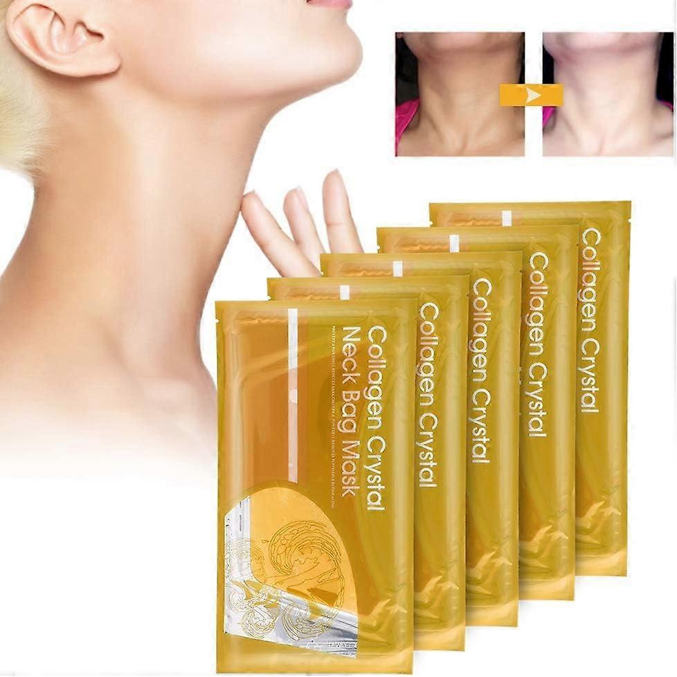 Unbrand Collagen Neck Mask, Anti-Wrinkle Neck Skin Firming Mask,Moisturising, Firming Intensive Mask For Firming The Skin, Neck Care Gold 5 Pcs