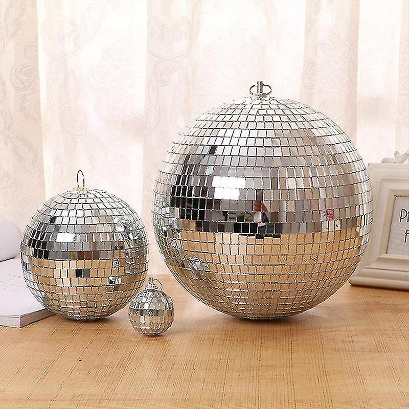 Aiyuego Mirror Disco Ball Stage Light Rotating Glass Ball Big Party Decorations Ktv Bar Dj Lighting Reflection Colorful Mirror Ball silver diameter...