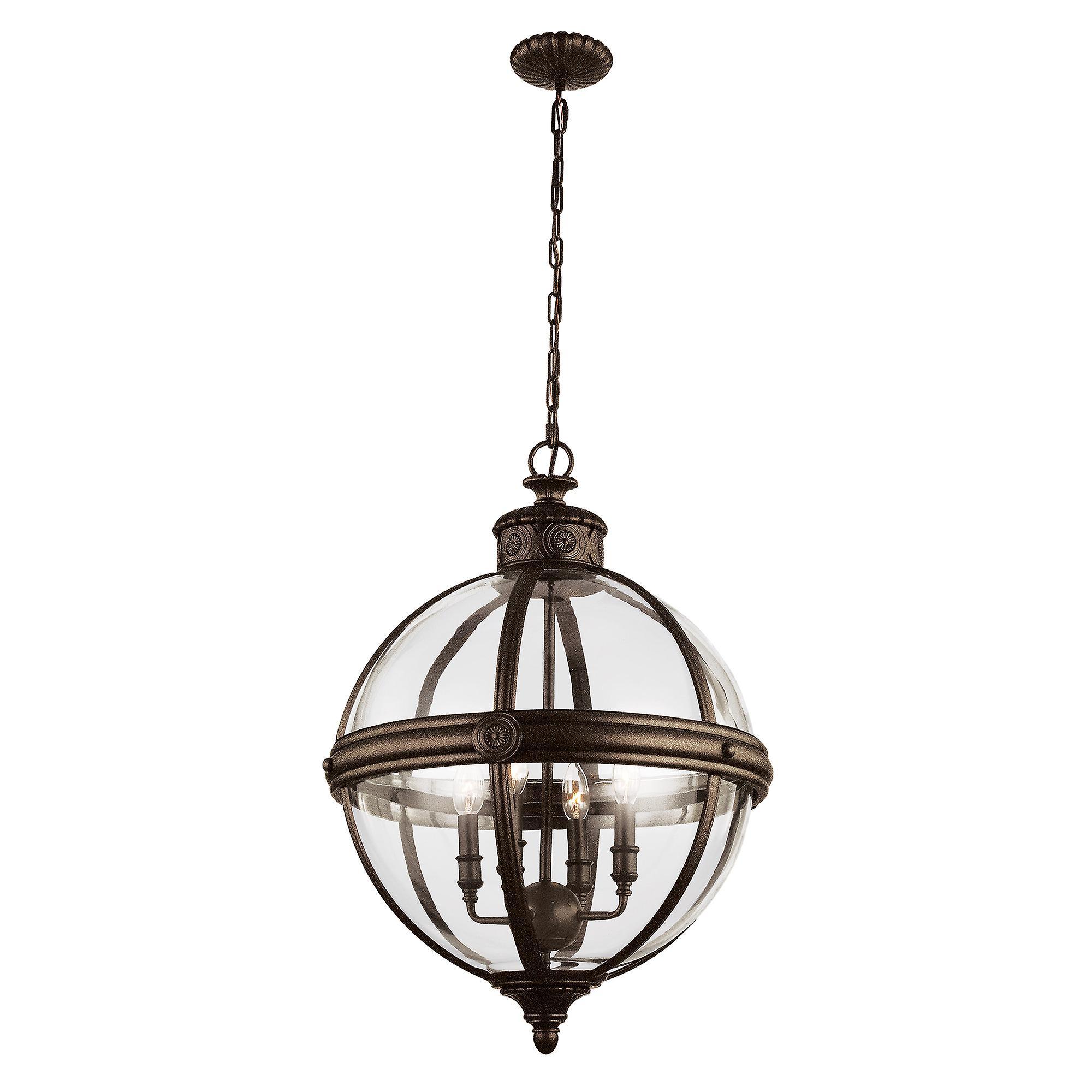 Adams 4 Light Ceiling Chandelier Pendant Light British Bronze E14