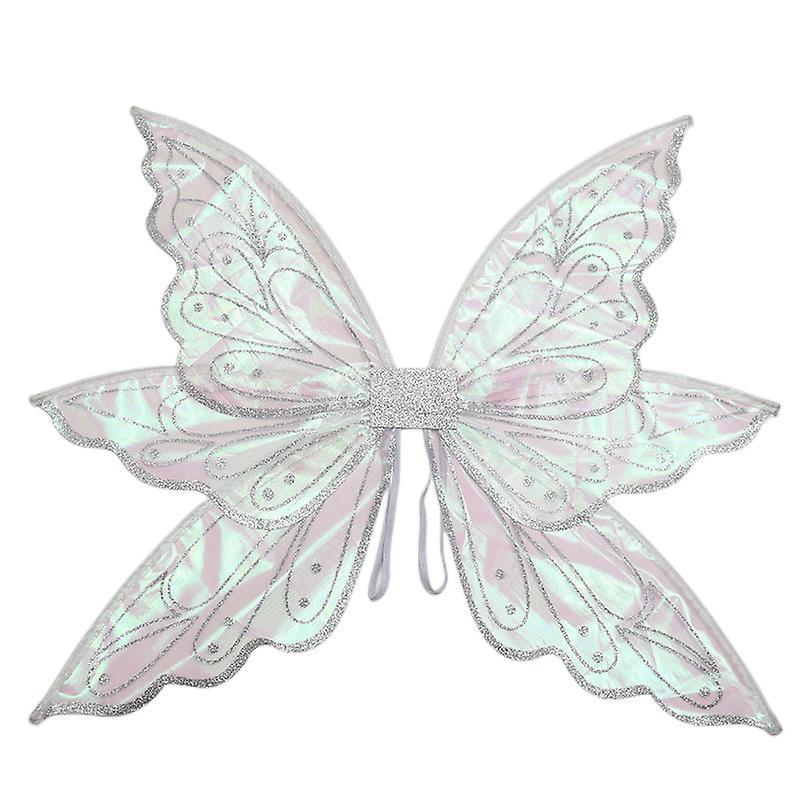 Guoxuan Fairy Wings For Girls, Dress Up Sparkling Sheer Wings silver