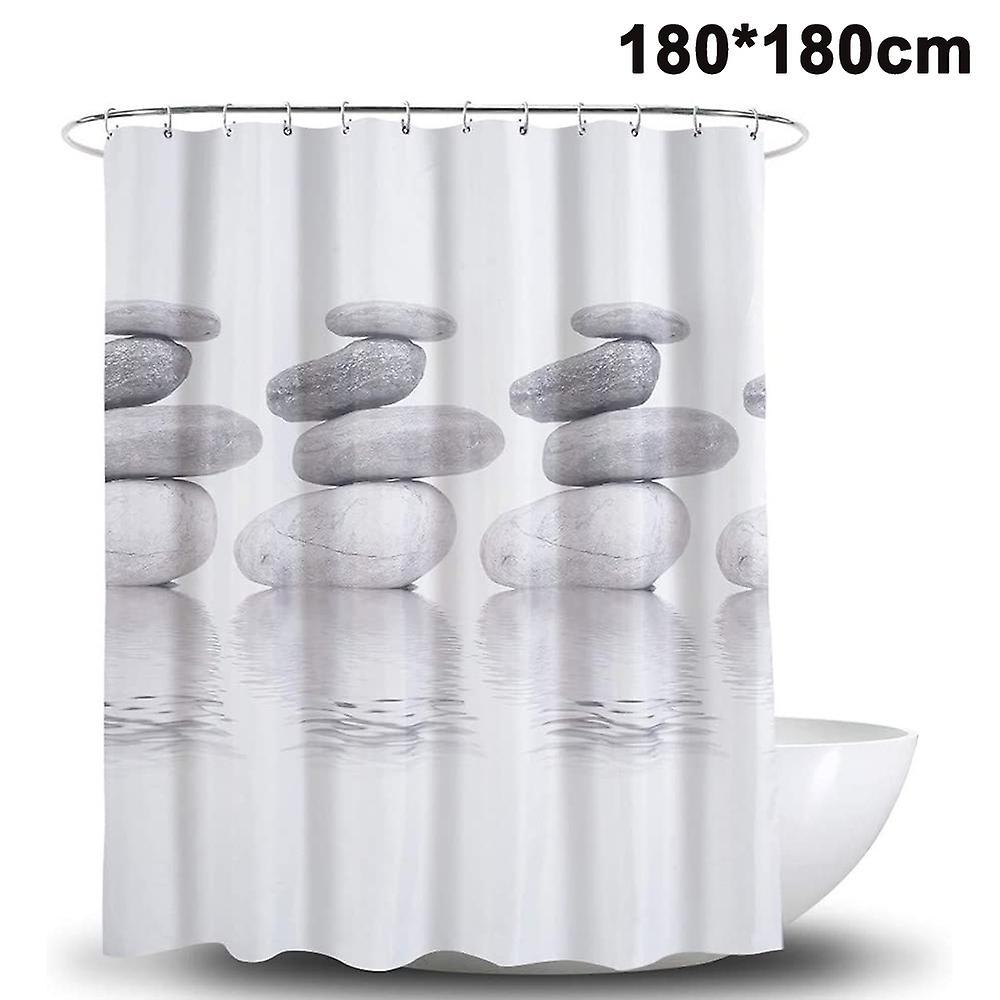 unbrand 12 Hooks, Meditation Design Waterproof Fabric Bathroom Shower Curtain