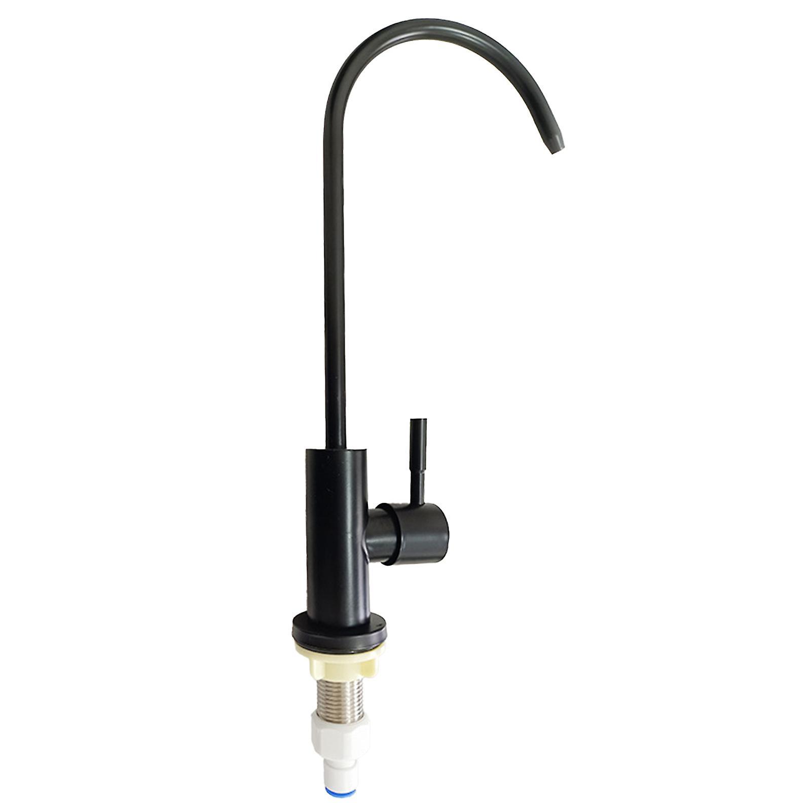 Niutuo Gooseneck Water Purifier Faucet Tap Reverse Osmosis Drinking Water Filter Faucet Stainless Steel G1/2 & G1/4 options Black G1-4