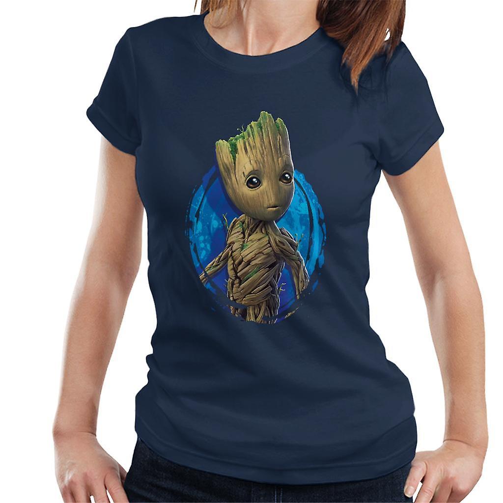 Marvel Guardians Of The Galaxy Vol 2 Groot In Awe Women's T-Shirt Navy Blue Small