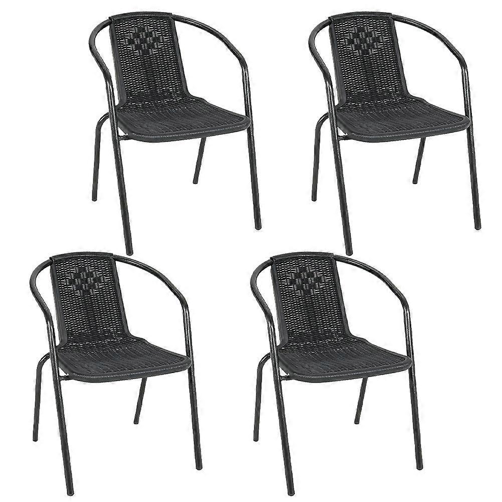 Living And Home Set of 4 Garden Patio Stacking Chairs Black