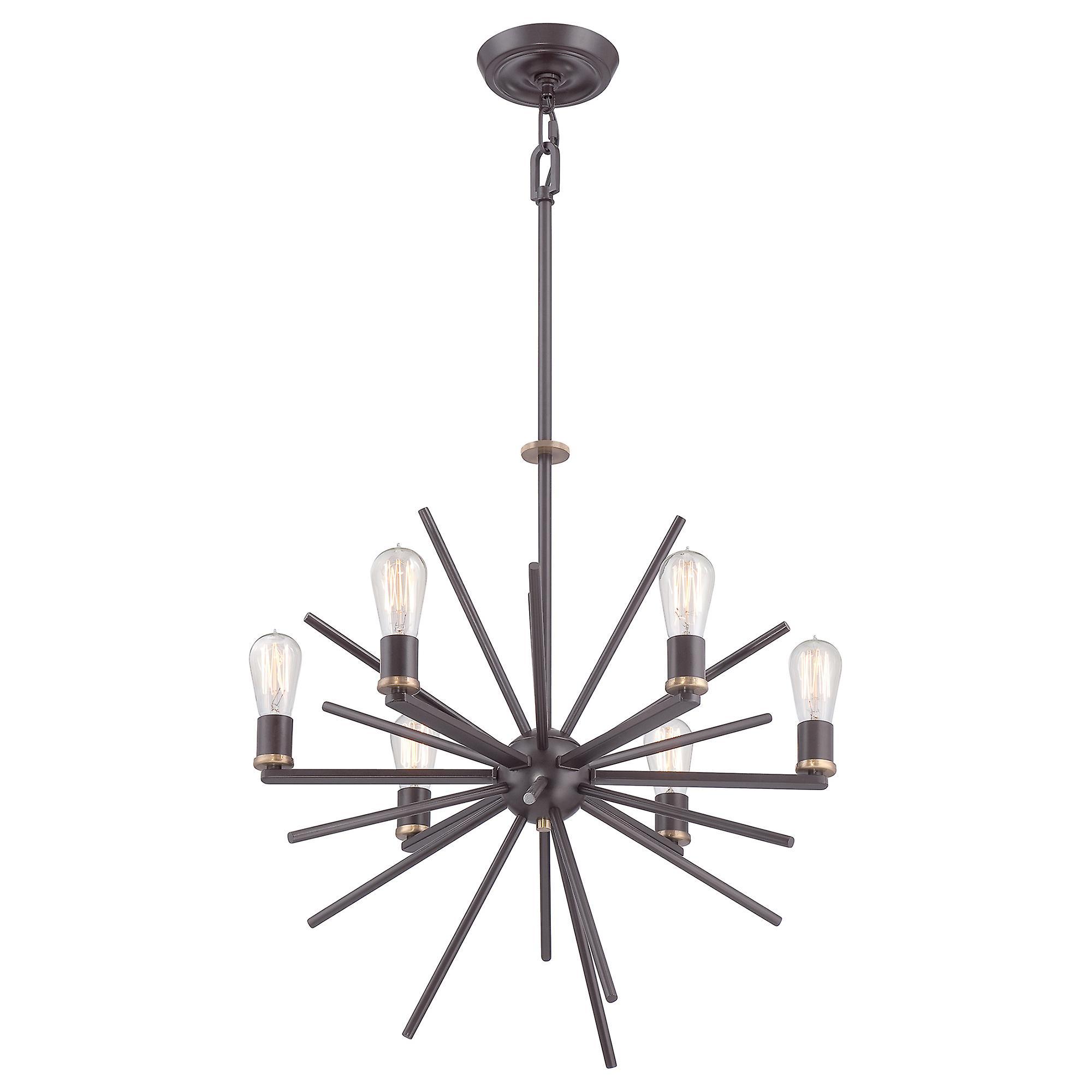 Carnegie 6 Light Ceiling Pendant Western Bronze Finish E27