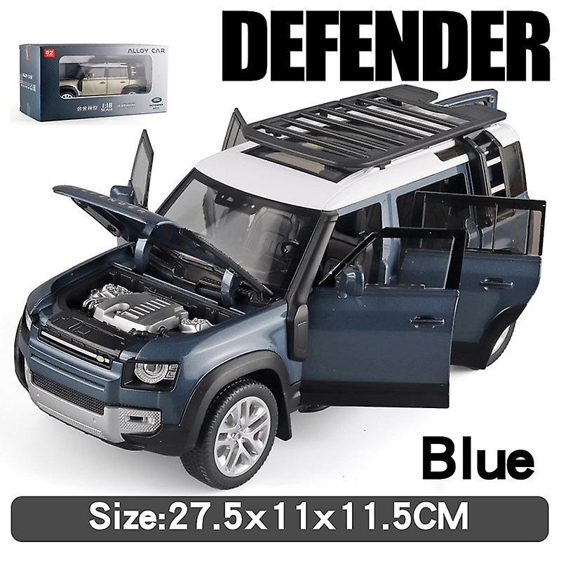 Large 1/18 Defender Suv Off-road Alloy Model Car Diecast Metal Toy Car Collection Simulation Sound Light Children's Day Toy Gift Toy Cars Blue orig...