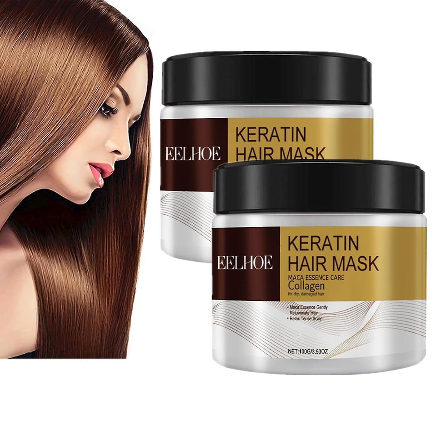 Fongwan Collagen Hair Treatment Cream, Keratin Repair Deep Conditioning Hair Mask for Dry Damaged Hair Hydrating Argan Oil Collagen Hair Mask 2pcs ...