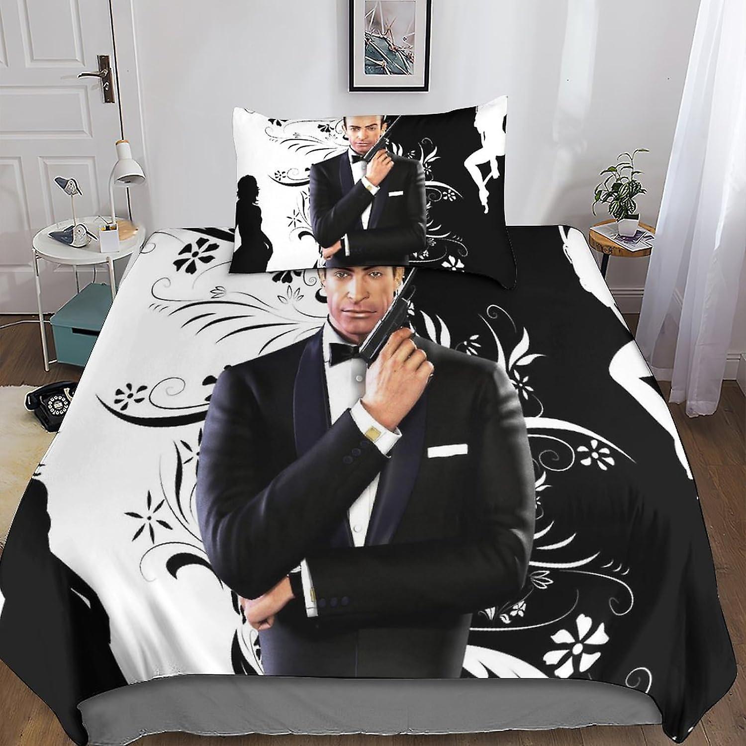 Kerota 007 3D Duvets and Bedding Sets with Pillowcase, James Bond Bedding Duvet Cover, 2 Pieces Microfiber Bedding with Zipper Closure Pillowcases ...