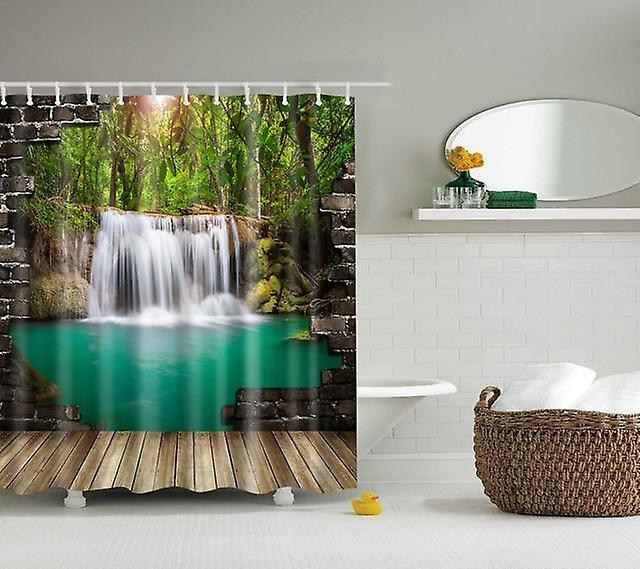 Slowmoose Waterproof Polyester Fabric 3d Forest Style Bath Curtain For Bathroom M 150x180cm