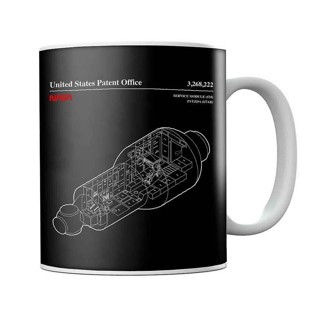 NASA Russian Service Module Blueprint Mug Black 10oz