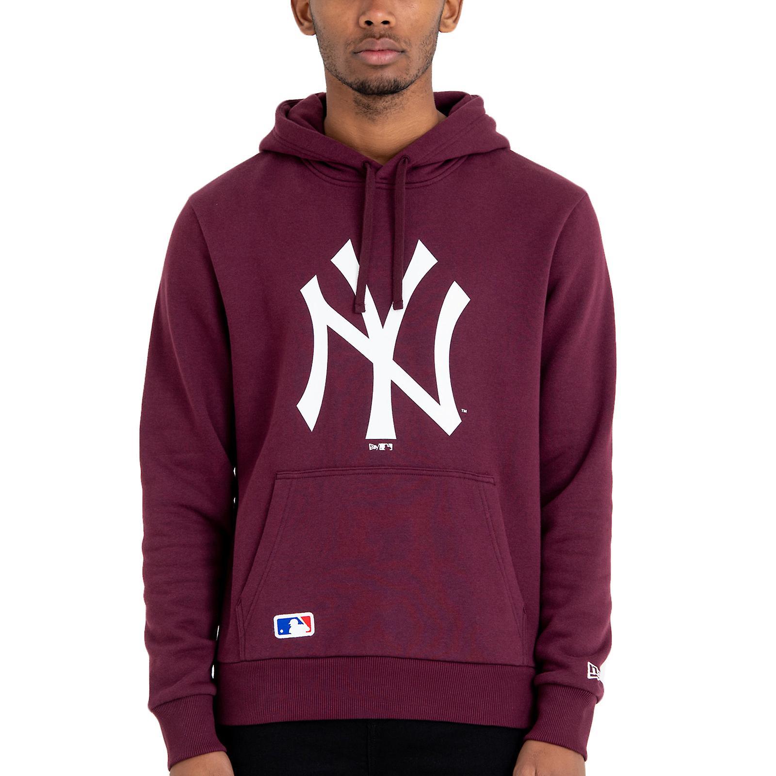 New Era New York NY Yankees MLB Team Logo Pullover Sweatshirt Hoodie - Maroon M