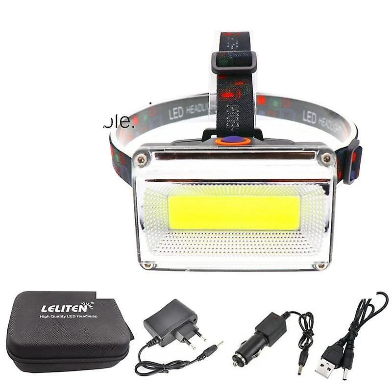 Slowmoose Portable Mini Cob Led Headlamp, Usb Charging Outdoor Searchlight Have 1x18650 Battery