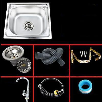 Slowmoose Stainless Steel Single Kitchen Sink, Drain Pipe- Wash Basin Set 50x40cm set 4