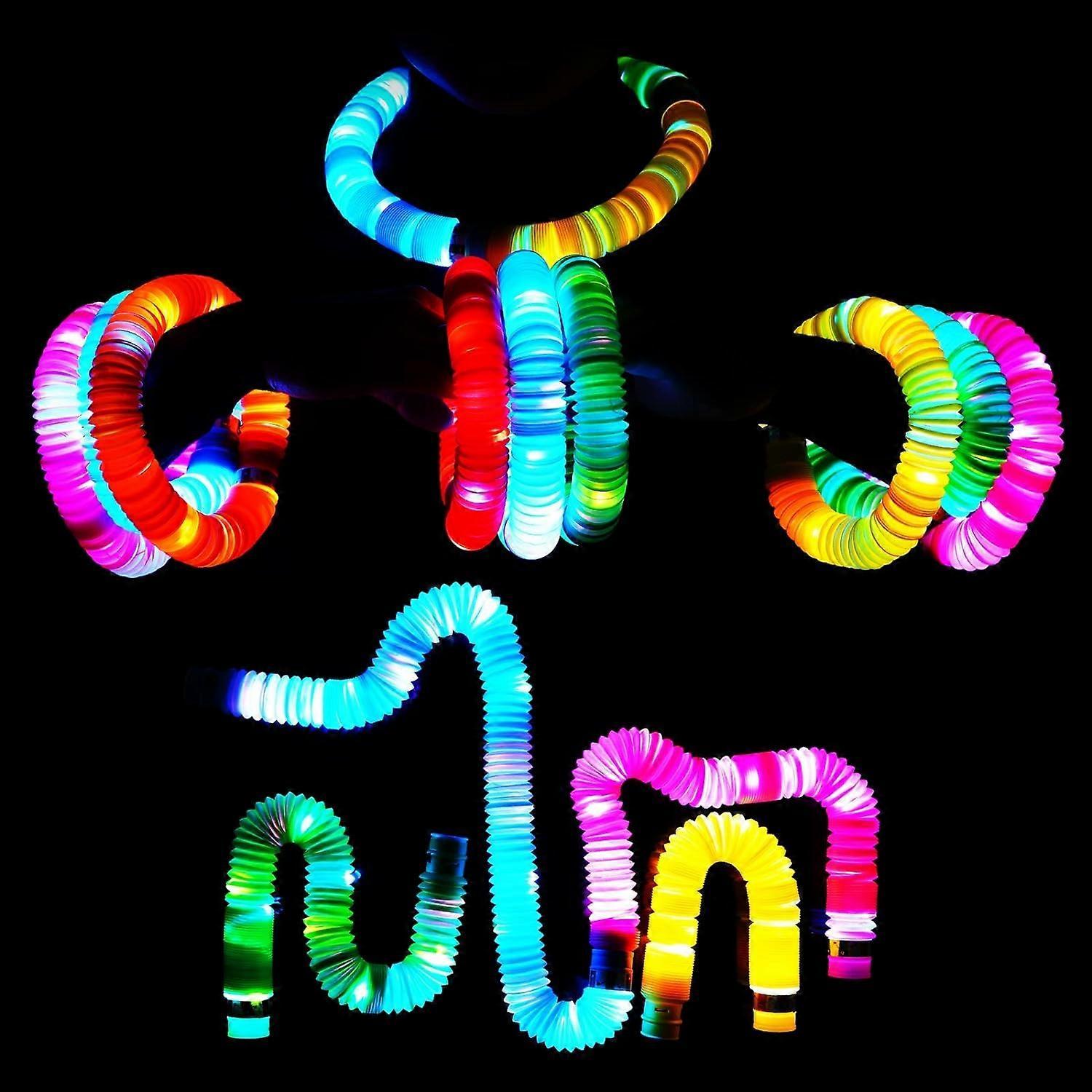 Ubiuo 6 Pack Light-up Bouncy Tubes Sensory Toys for Children's Fine Motor Skills Toddler Toys Mini LED Bouncy Tubes Party Supplies