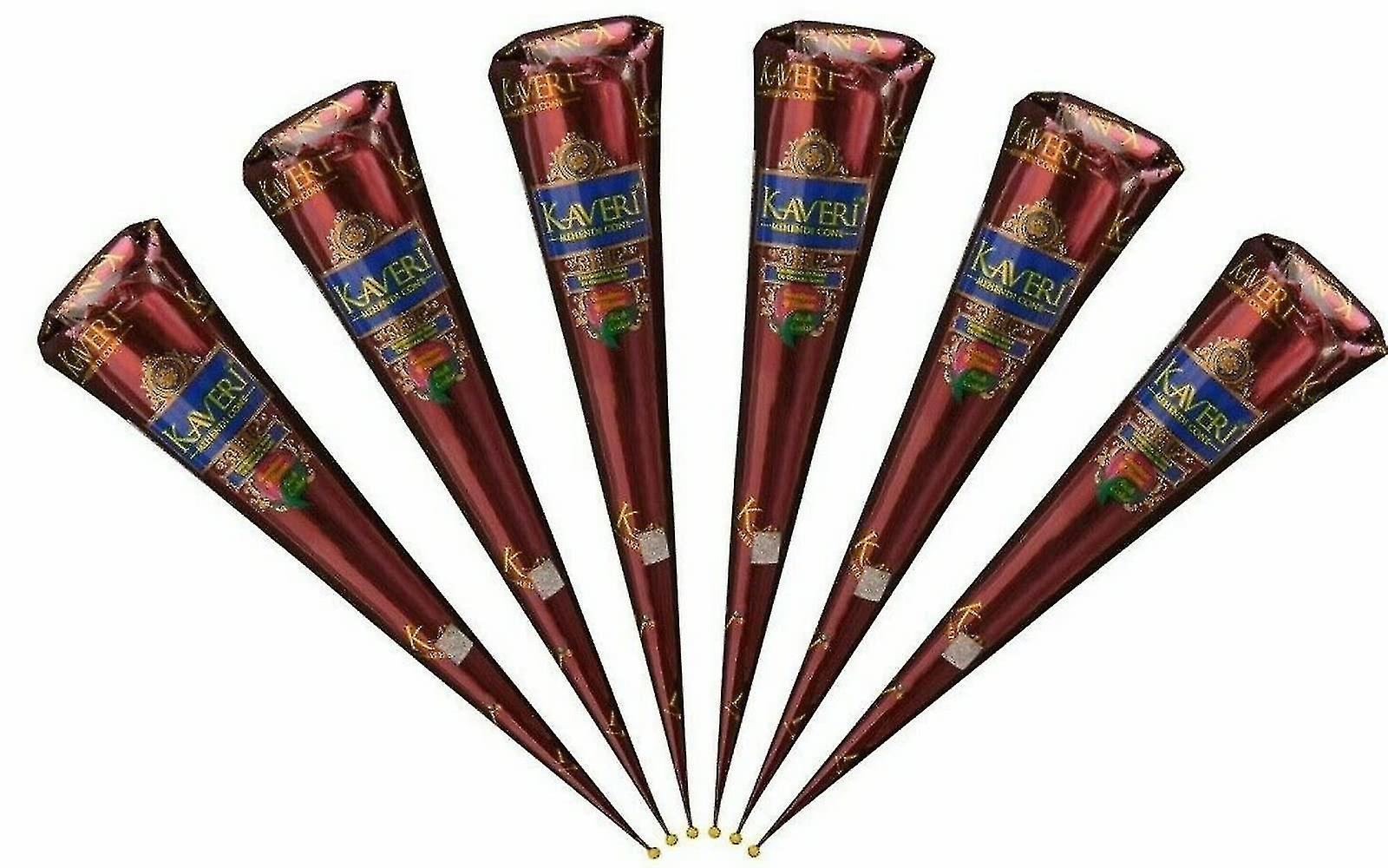 Seventeen 6pcs Dark Brown Natural Henna Mehndi Cones Temperory Tattoos