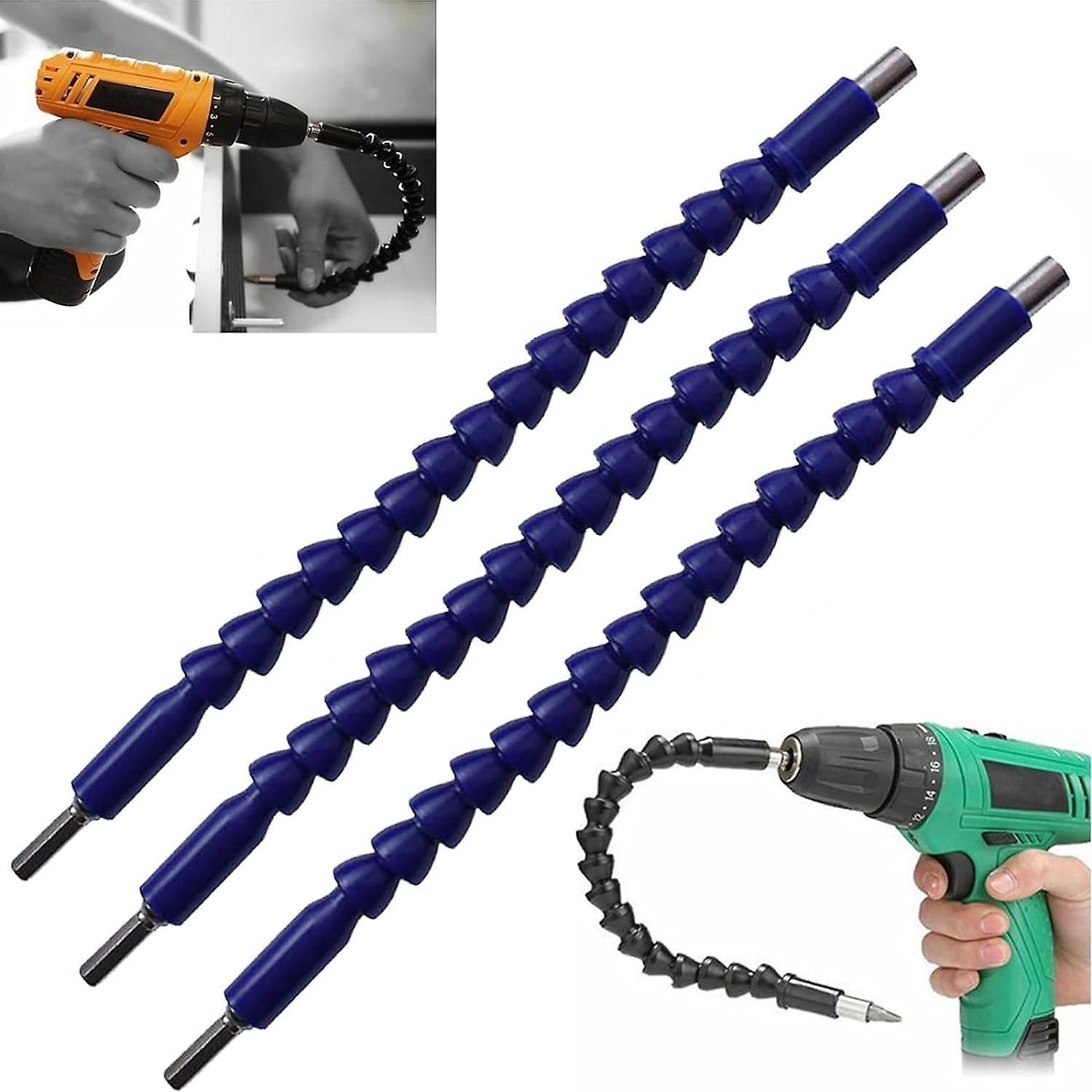 Fongwan Flexible Drill Bit Extension, 29.5cm Bendable Drill Bit Extension Hex Soft Shaft Flexible Shaft Extension Bits For Any Angle -2/3pcs 3pcs blue