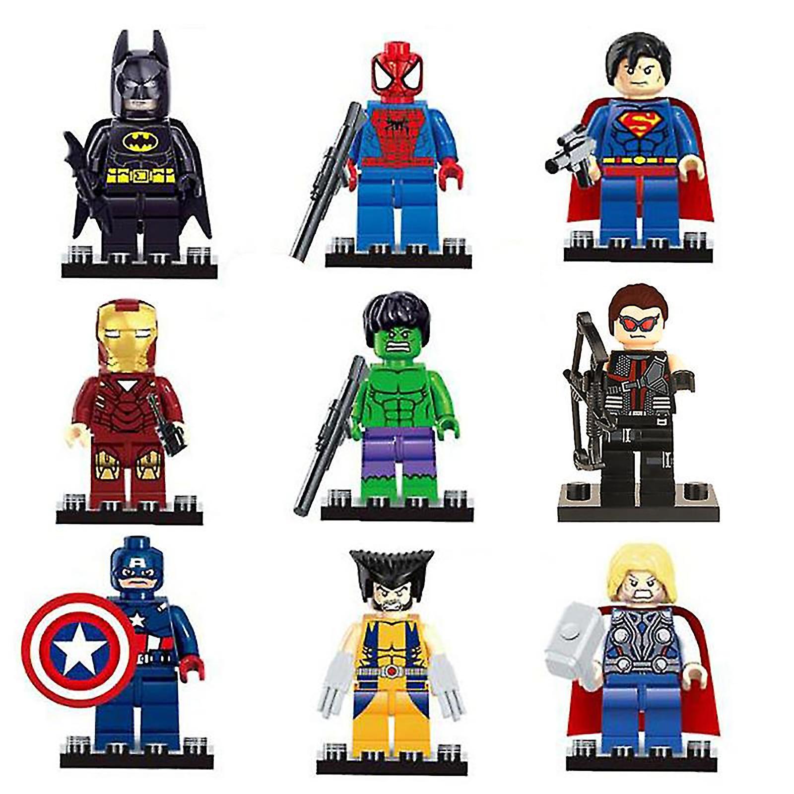 Unbrand 9 Pcs marvel Avengers Super Hero Comic Mini Figures Dc Minifigure Gift