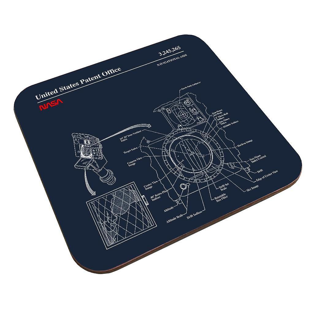 NASA Navigational Aids Blueprint Coaster Navy Blue 9 x 9 cm