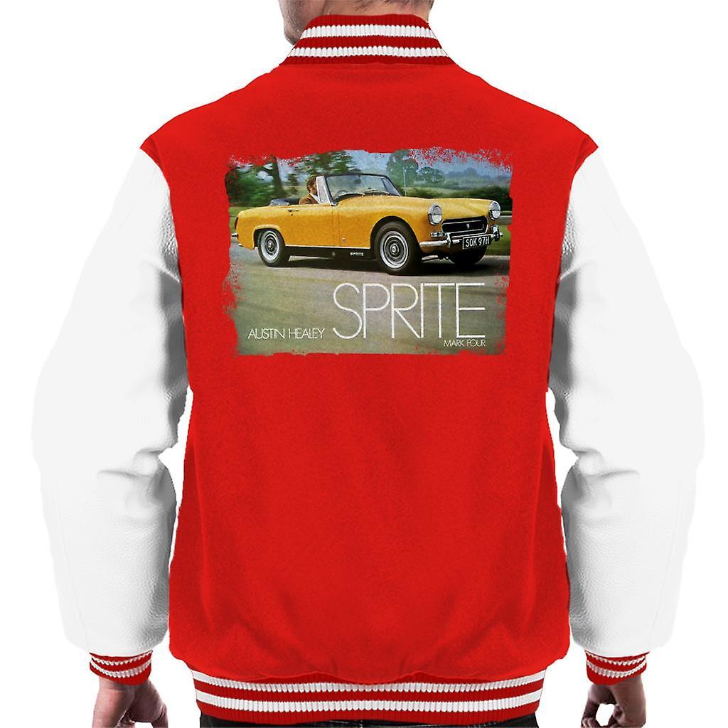 Austin Healey Sprite Mark IV Yellow British Motor Heritage Men's Varsity Jacket Red/White Medium