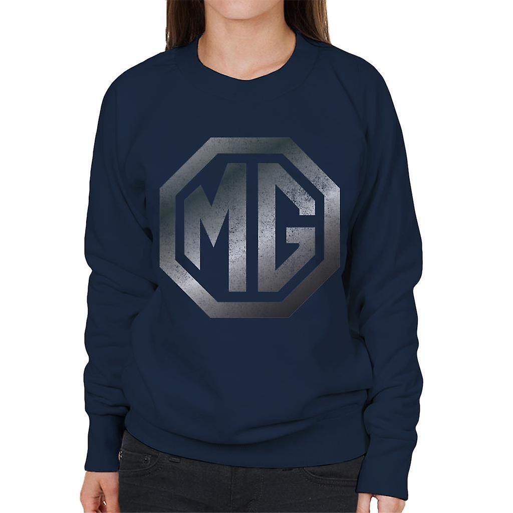 MG Chrome Logo British Motor Heritage Women's Sweatshirt Navy Blue Medium