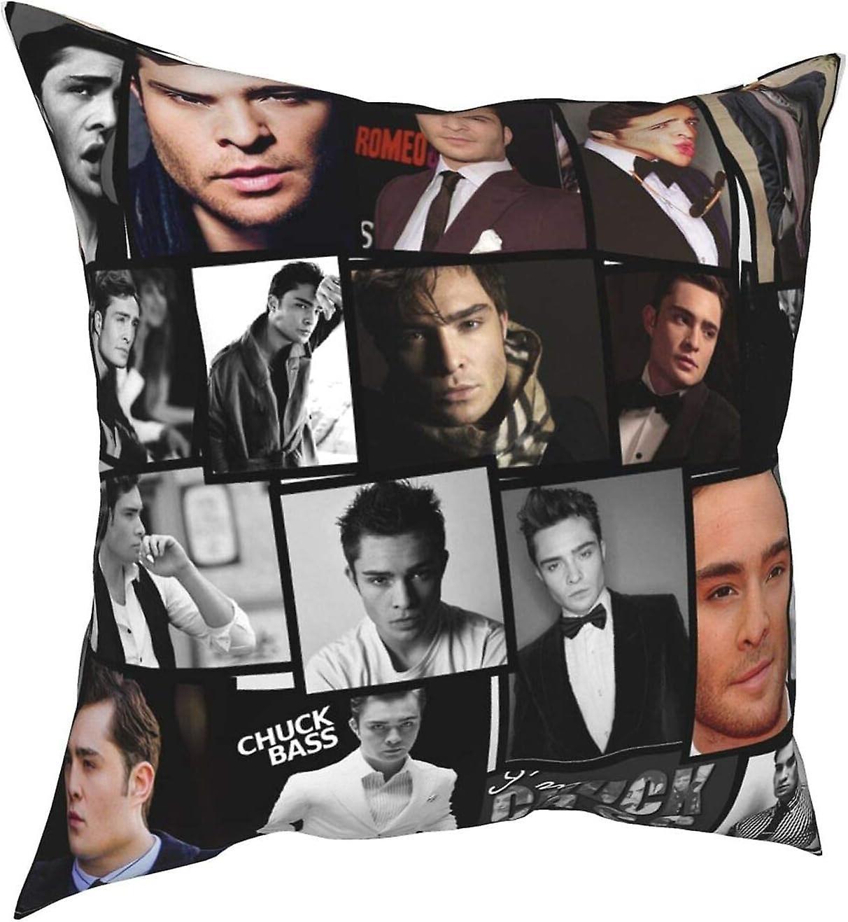 Kerota Chuck Bass I Love U Home Decor Square Throw Pillow Covers, Removable Decorative Cushion Cover For Sofa Bedroom 18"x18" 45x45cm