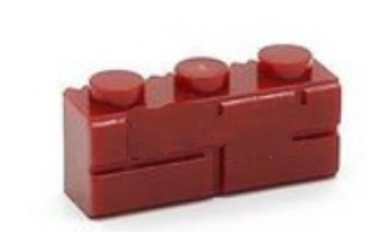 Slowmoose 1x3 Dots Bricks - Wall Building Blocks, Cube City Part Houses Red