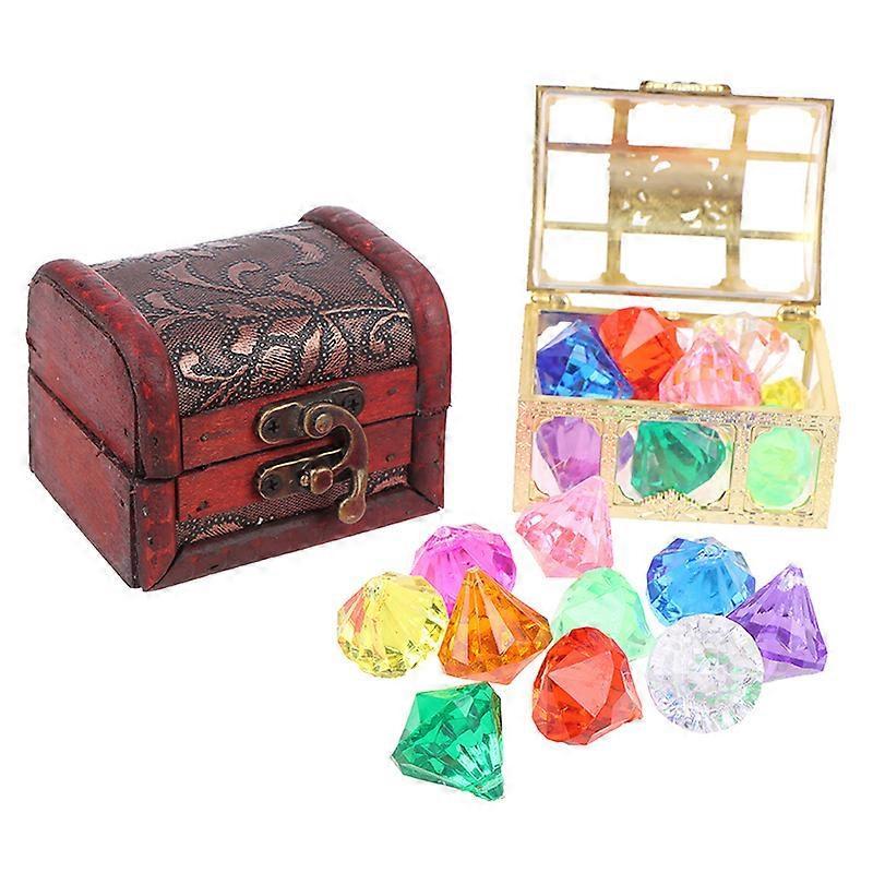 Gechumaoyi Diving Gem Pool Toy 10 Big Colorful Diamonds with Treasure Pirate Box Swimming Gold Case(10pcs) Plastic