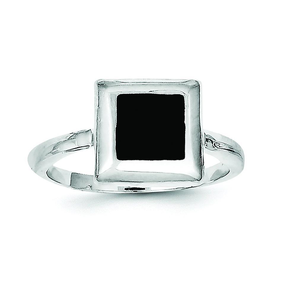 JewelryWeb 925 Sterling Silver Polished Open back Simulated Onyx Ring Jewelry for Women - Ring Size: 6 to 8 7