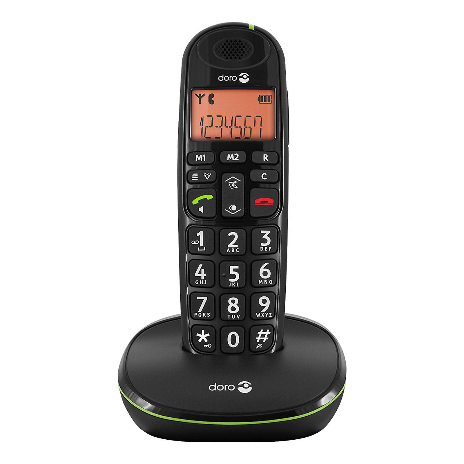 Doro PhoneEasy 100W Senior Landline Telephone, Wireless DECT Black