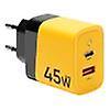 Tactical Microgrid GaN 45W Charger Power Adapter USB-C USB-A - Yellow