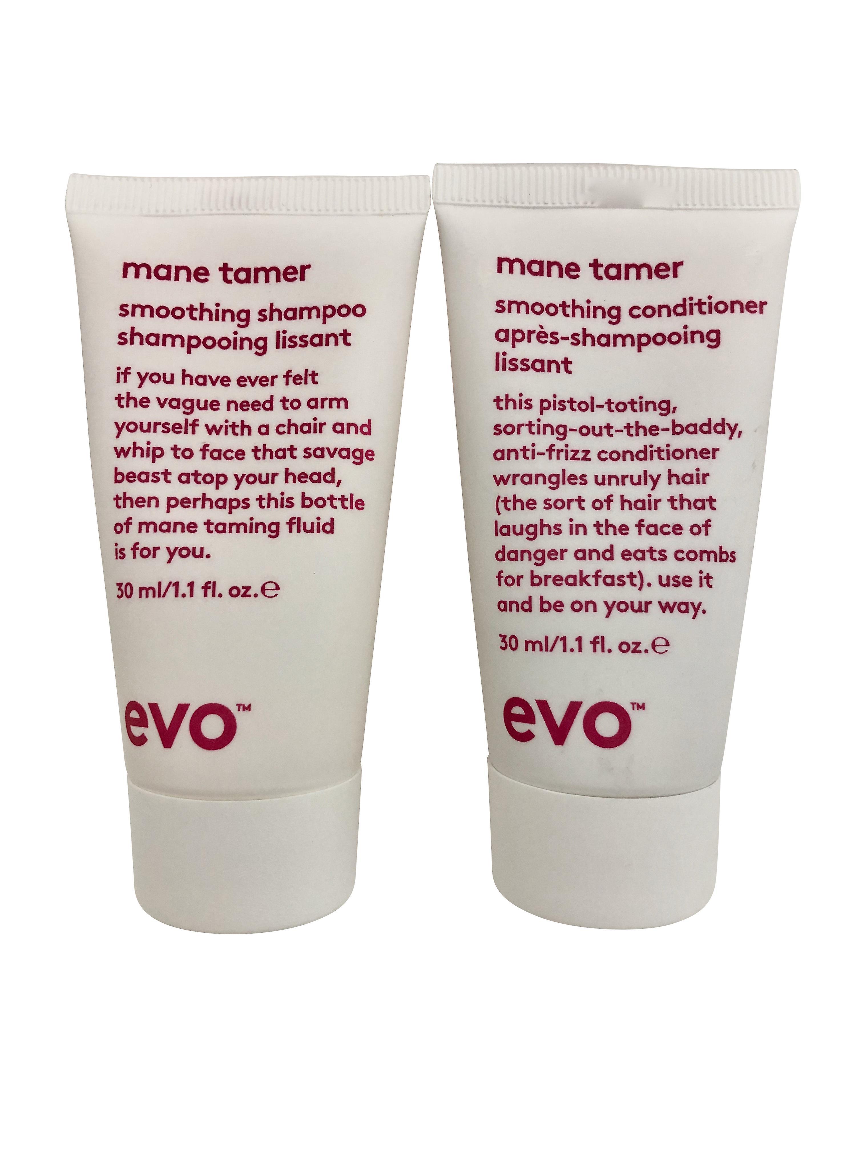 evo Mane Tamer Smoothing Shampoo & Conditioner Set 1.1 OZ Each