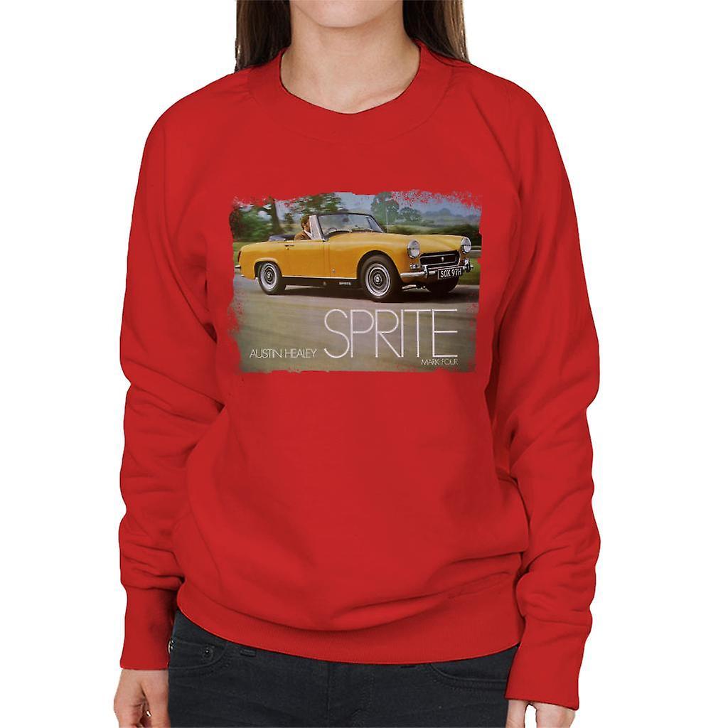 Austin Healey Sprite Mark IV Yellow British Motor Heritage Women's Sweatshirt Red XX-Large