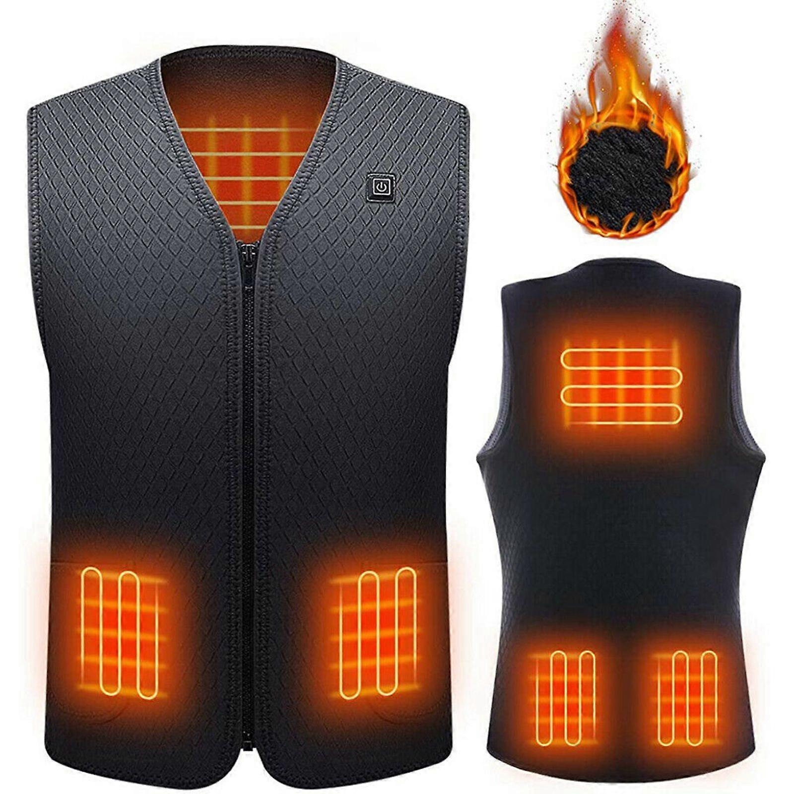 Unbrand Heated Vest Winter Body Warm Electric USB Jacket Men Women Thermal Heating Coat L Black