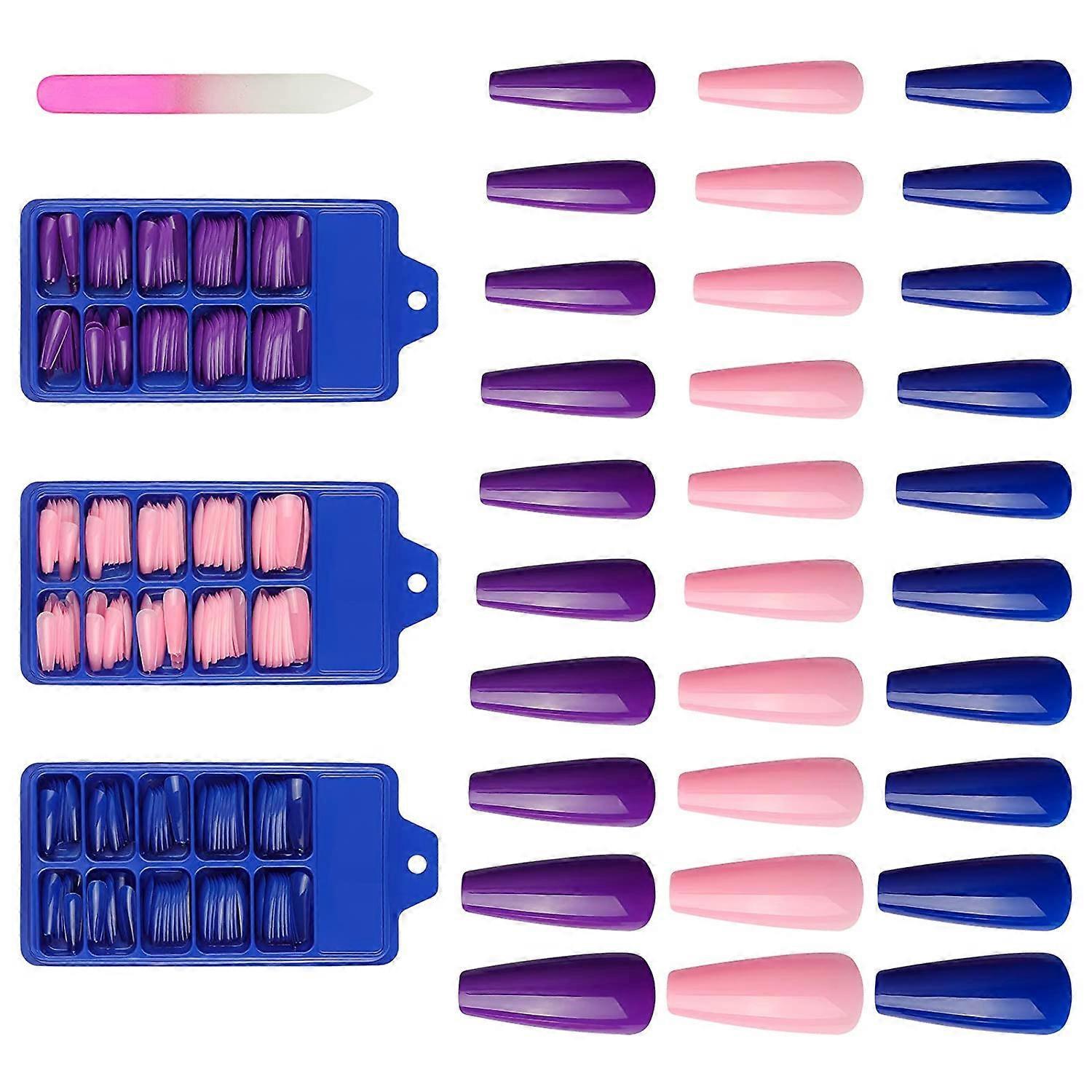 Wonderful Multicolor Long Press on Nails Coffin Fake Nails Set Ballerina Artificial Nail Art Tips for Women Girls Acrylic False Nails with 1 Nail F...