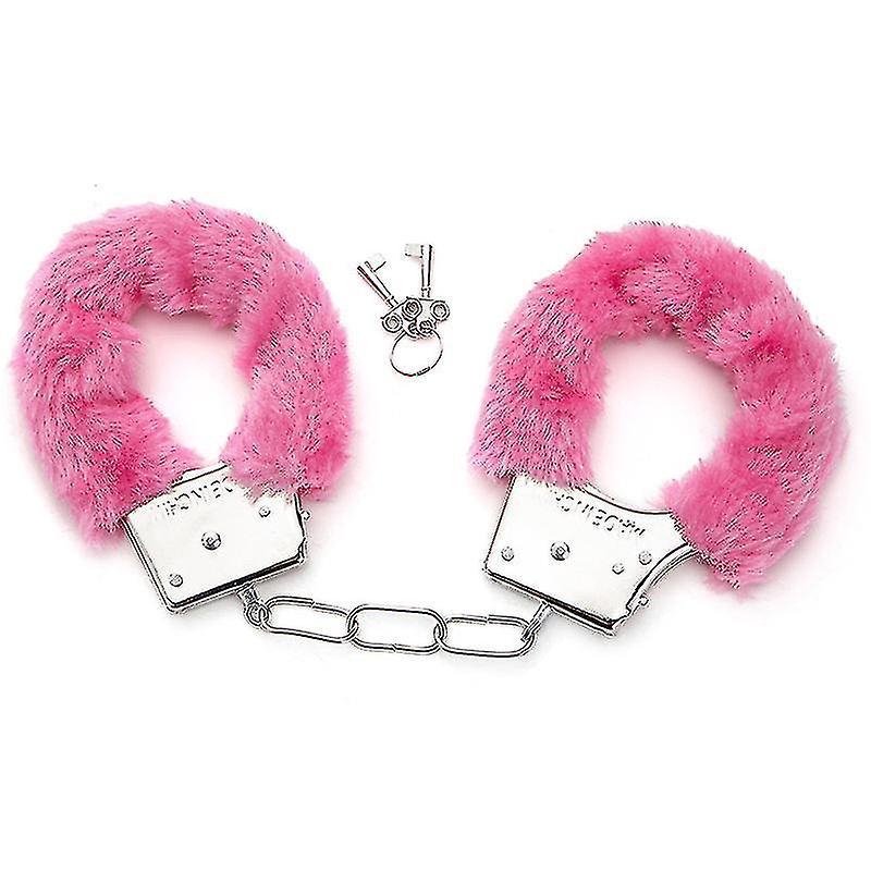 Yxuo Handcuffs Toy Metal Handcuffs With 2 Keys For Cosplay Police Role-play Toy Pink