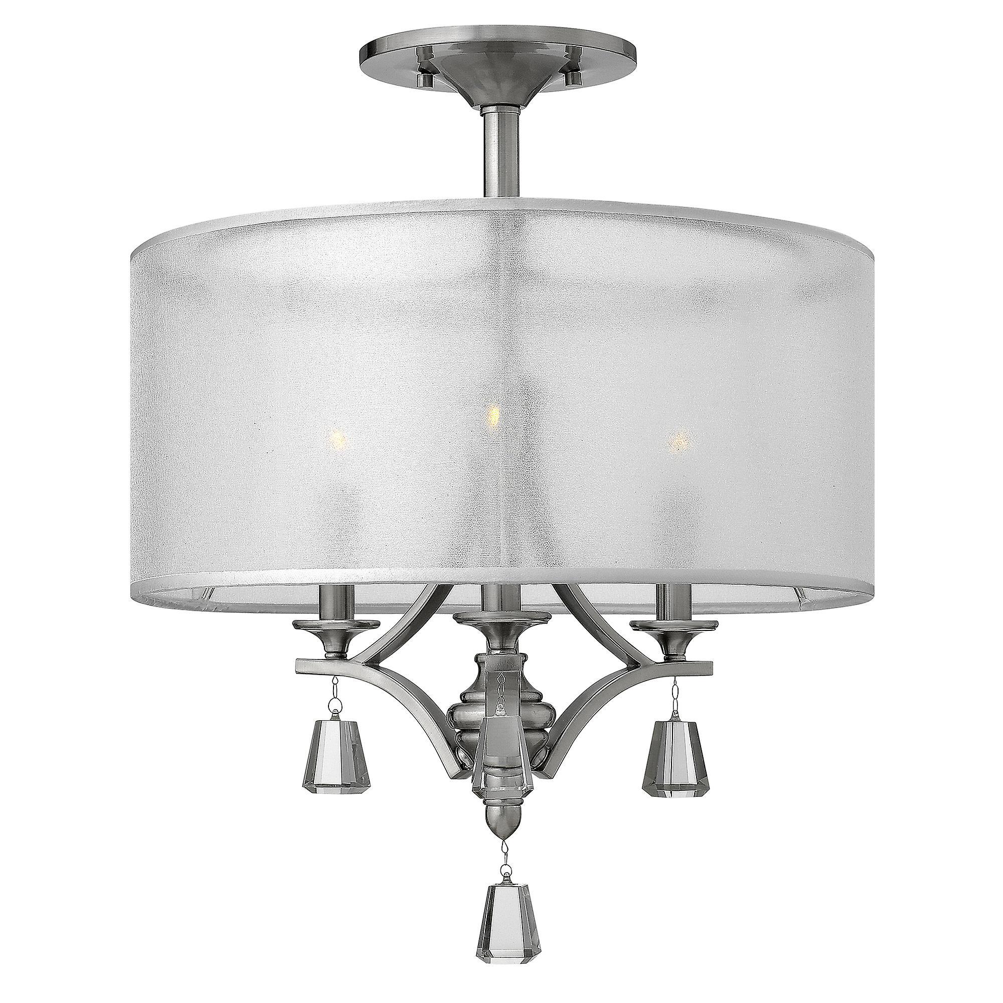 Mime 3 Light Semi Flush Ceiling Light Brushed Nickel E14