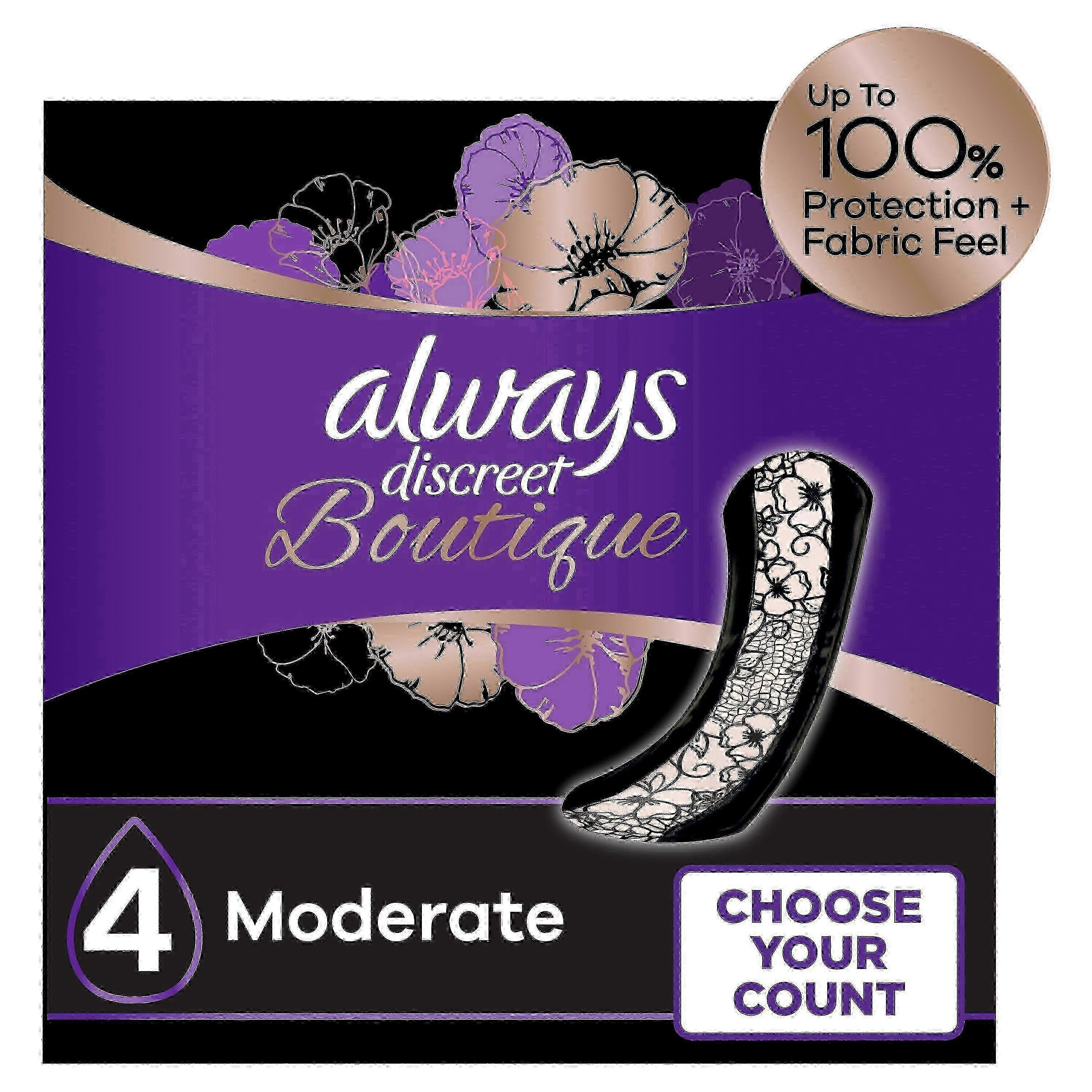 Always Discreet Boutique Incontinence Pads, Moderate Absorb, 48 Ea