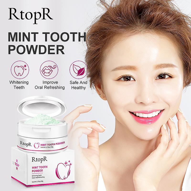 Rtopr Mint Whitening Tooth Powder Teeth Cleaning Whitening Remove Dental Plaque Improve Yellow Teeth Fresh Breath Pearl Tooth Powder