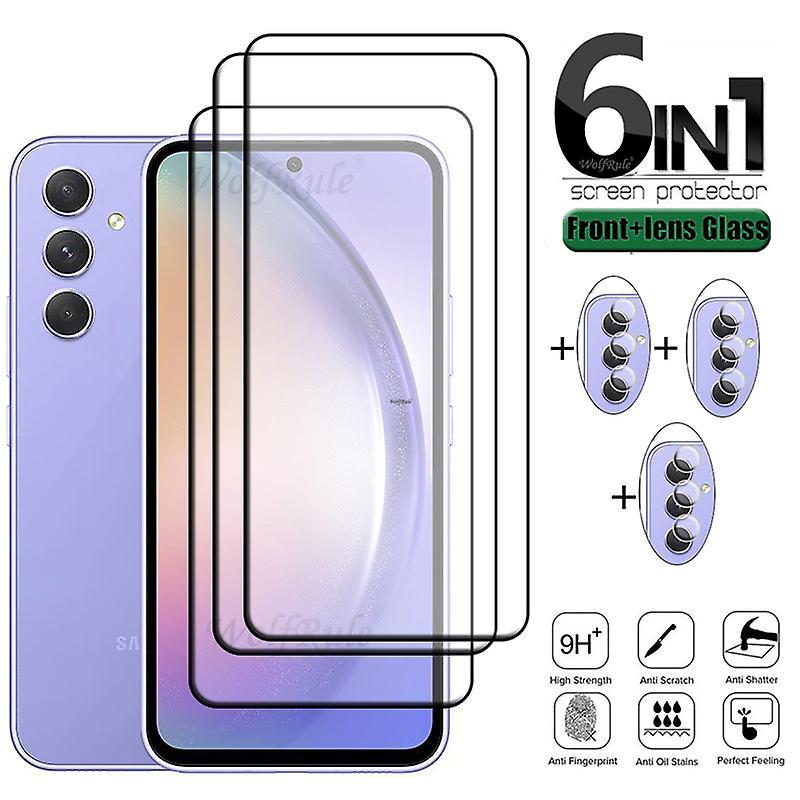 Sanne 6-in-1 For Samsung Galaxy A54 Glass For Samsung A54 5g Tempered Glass Screen Protector Samsung A14 A34 A51 A52 A53 A54 Len Glass For A54 2 Gl...