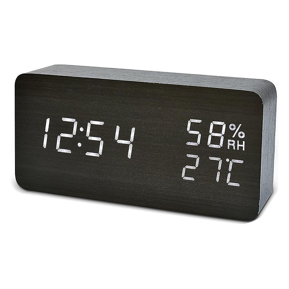 unbrand Digital Wooden Alarm Clock, Electronic LED Time Display